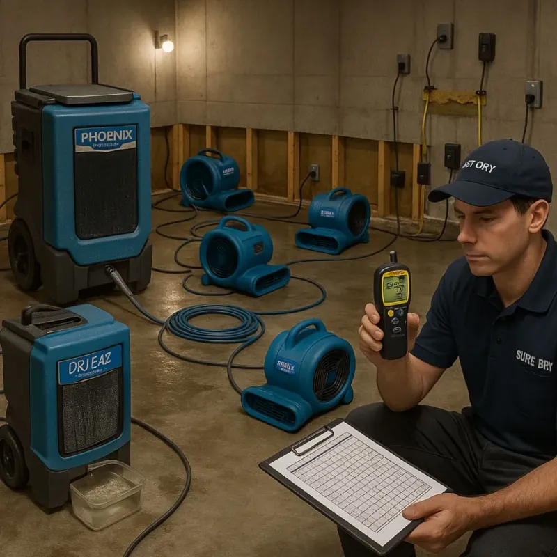 Structural Drying and Dehumidification process in King of Prussia, PA